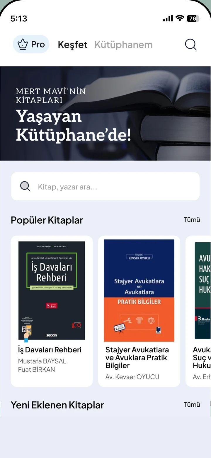 Yaşayan Kütüphane keşfet ekranı